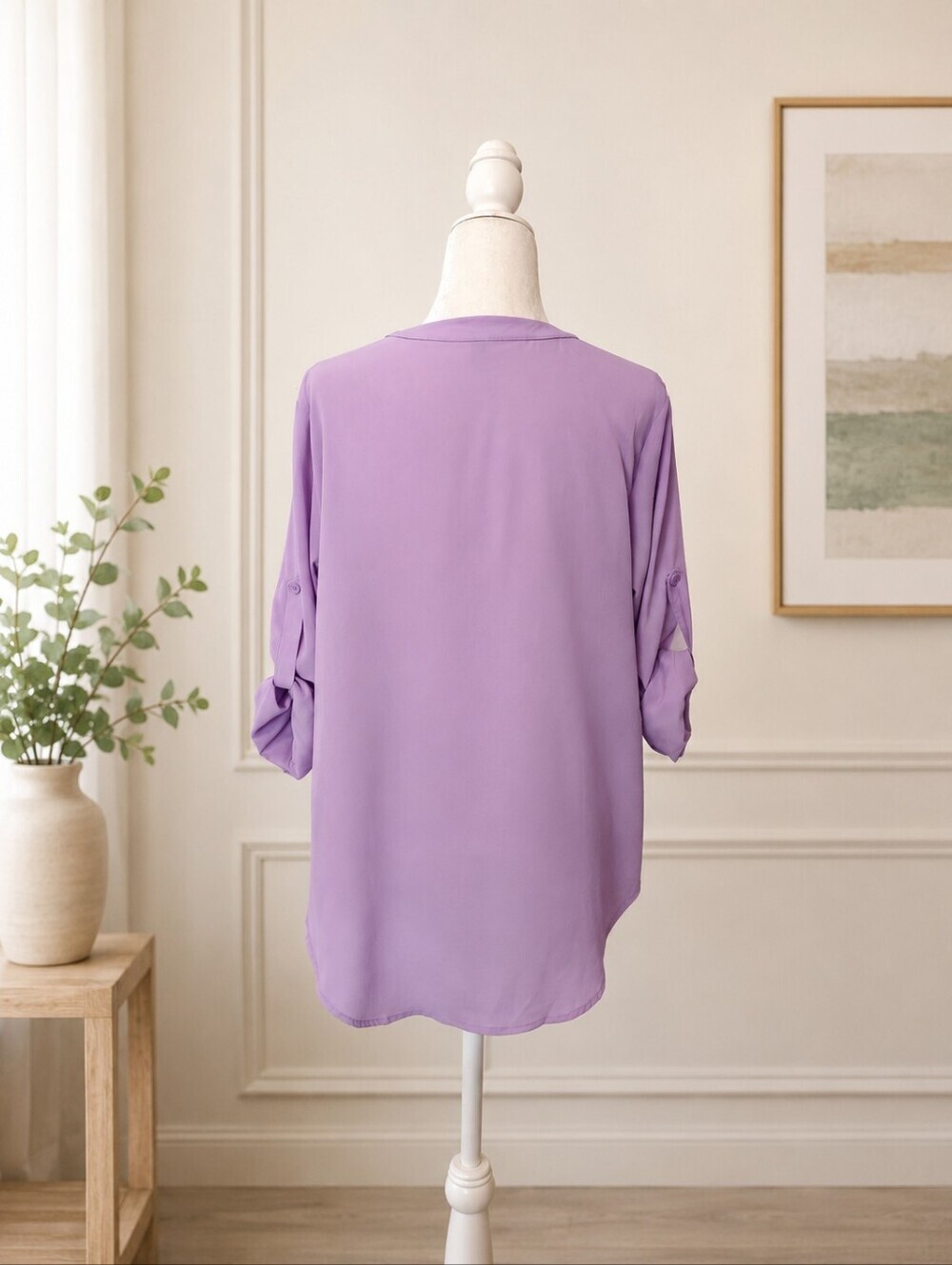ANGVNS Women's Lavender Half Zip Blouse Size XL - Picture 4 of 8